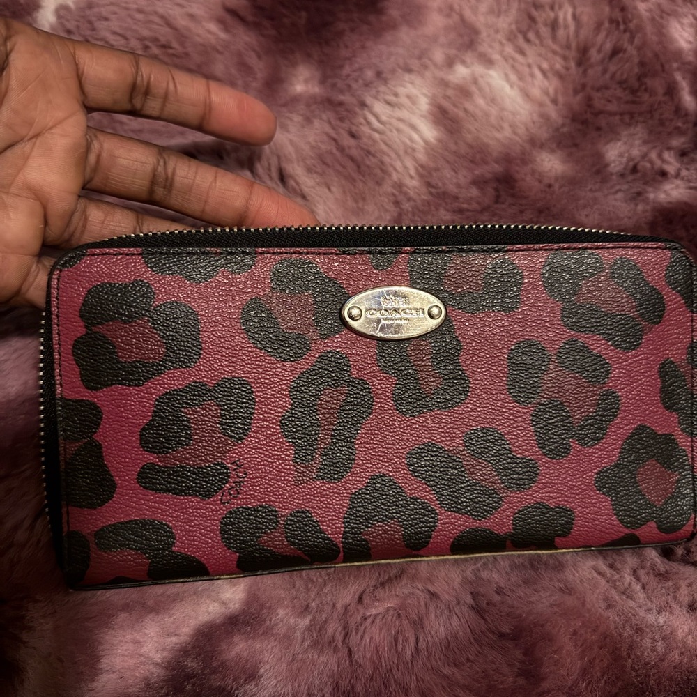 Coach Wild Red and Black Animal Print Wallet